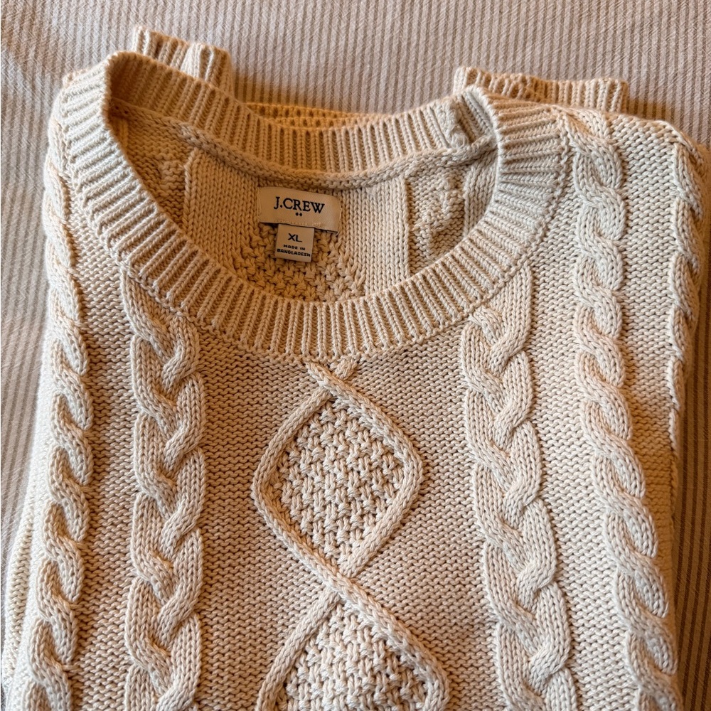 J. Crew Cream Cable Knit Sweater Vest